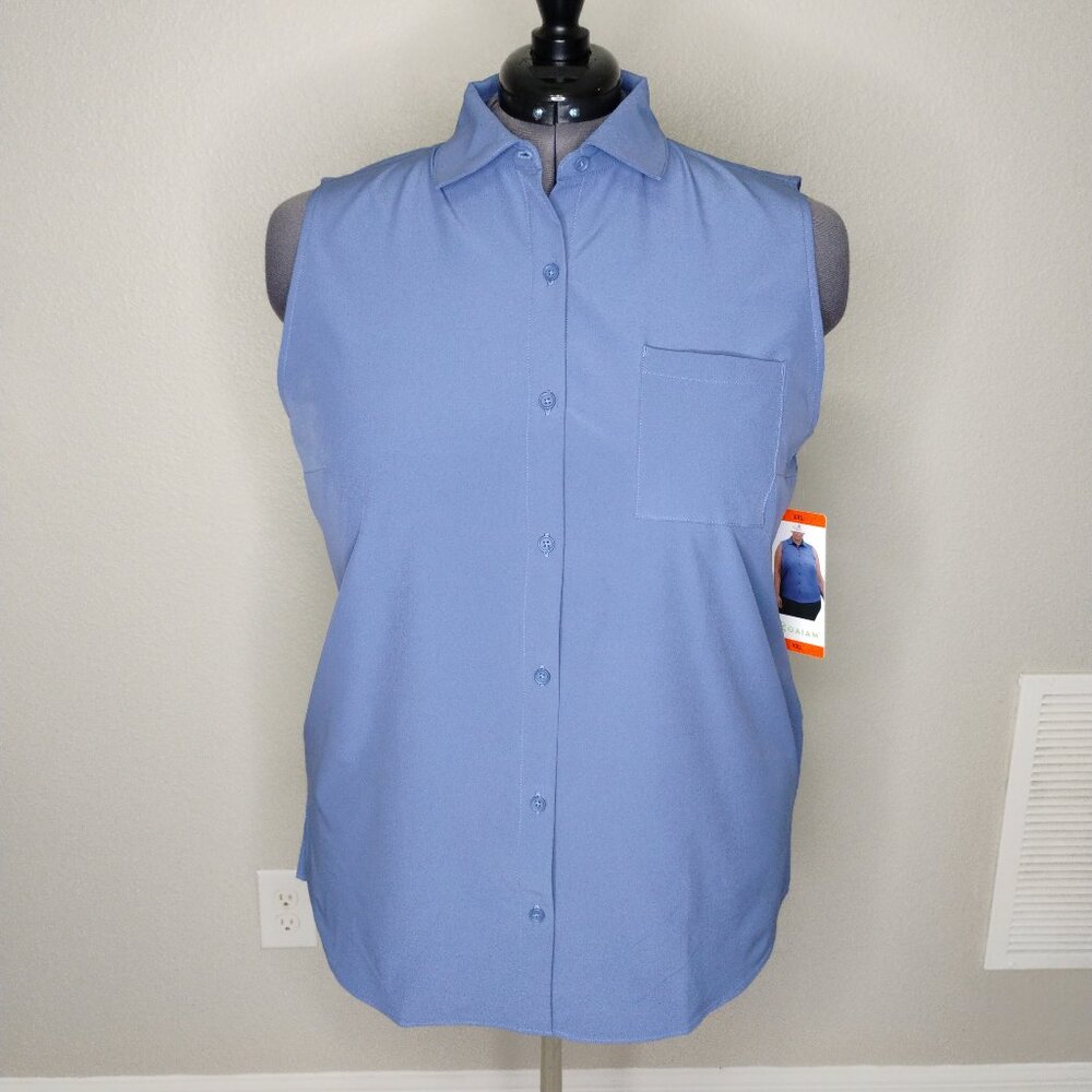 GAIAM Women's Sleeveless Button-Up Blouse – Plus Size 2X – Purple – NWT